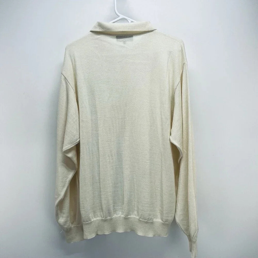 Franco Rossi Sweater Size XL Men’s Merino Wool Blend Long Sleeve Button Cream